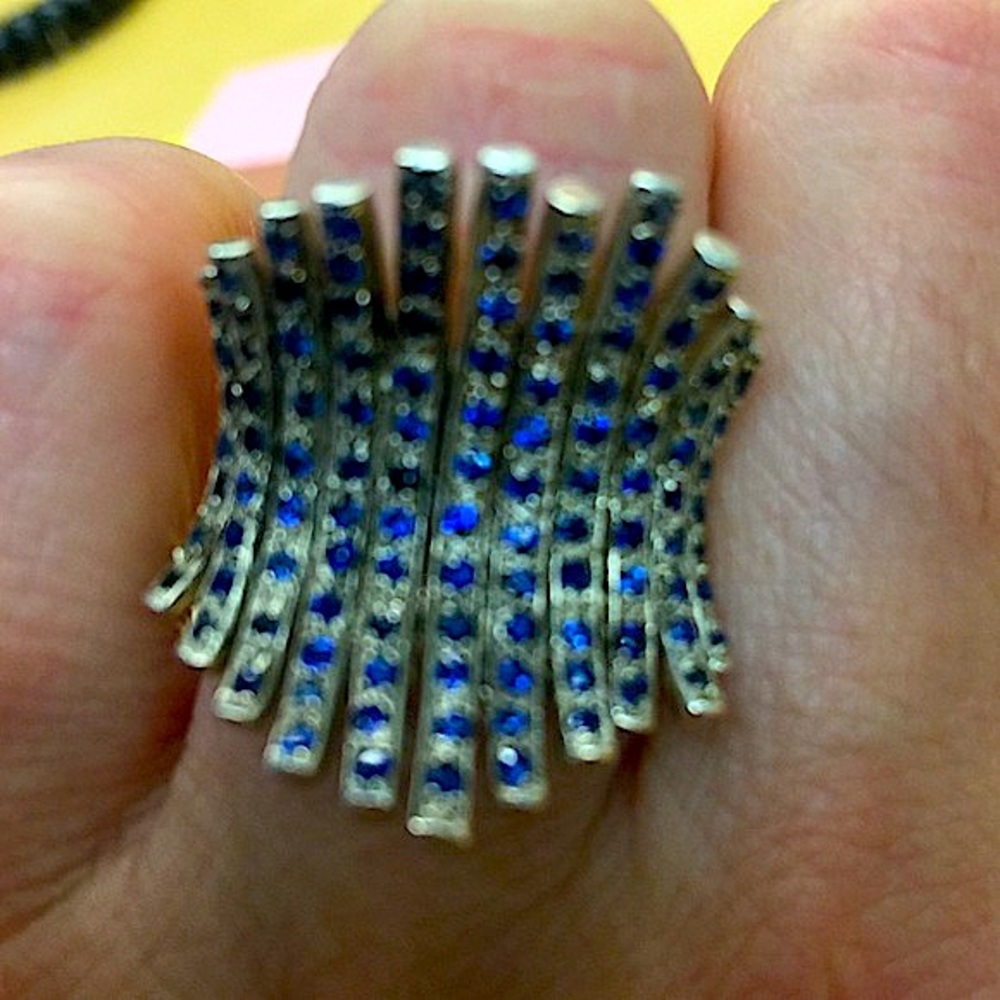 Solid Silver And Sapphires Ring - image 1